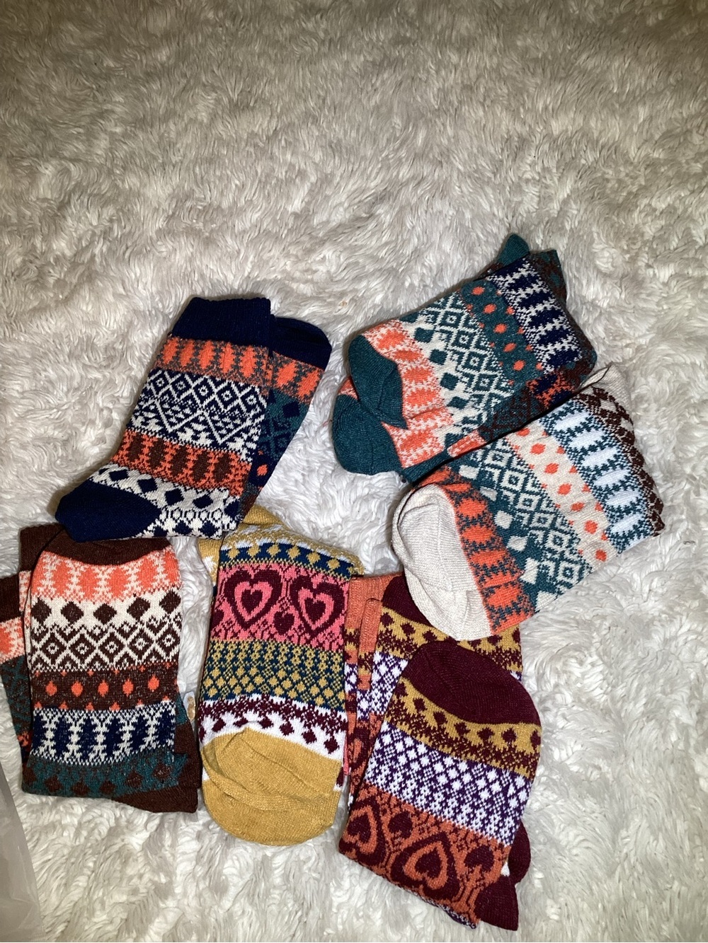 Multicolor Patterned Womens Crew Socks